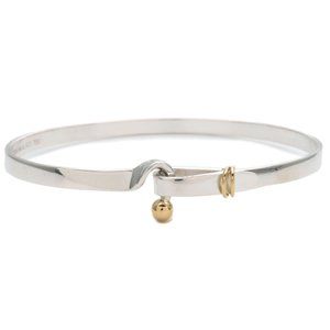 Tiffany & Co. Bracelet Vintage Hook & Eye Bangle 18K Gold & Sterling Silver 7”